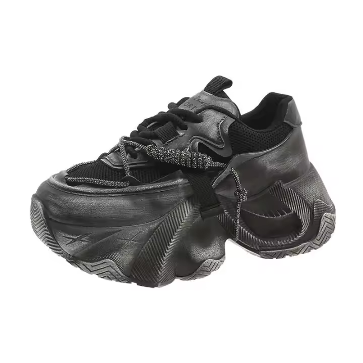 Zapatos gruesos informales para caminar en blanco y negro con logo de Dropshipping para mujer - 1
