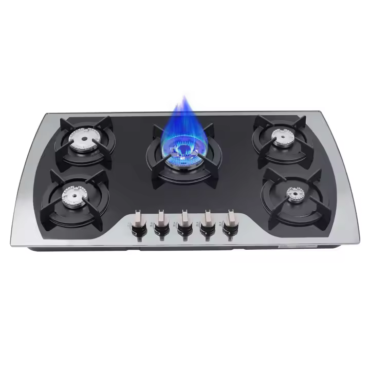 Quemador de Gas integrado, 5 quemadores, GLP/NG, Encendido automático por pulso, cristal de propano de cerámica para estufa de Gas Natural, vidrio templado superior - 1