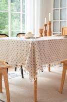 Mantel de lino y algodón Vintage, mantel con estampado Floral y borlas, cubierta de mesa lavable para comedor, picnic, decoración de mesa - details 2