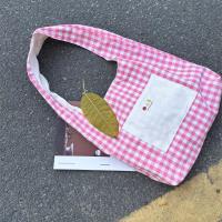 Bolso Vintage de dos caras a cuadros para mujer, bolso de hombro con entramado de ocio de estilo japonés, bolso de mano de lona para ir al trabajo al aire libre - details 2