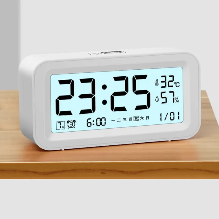 Despertador Digital LED con retroiluminación, despertador electrónico multifunción de escritorio, calendario de tiempo de datos, reloj de mesa - 1