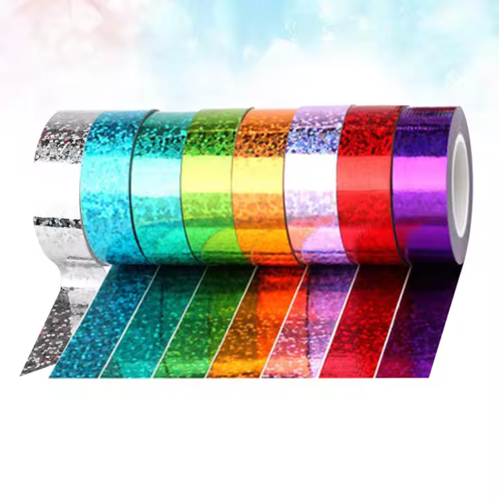 Cinta de Mano de 8 Rollos para Empaquetado de Regalos Creativos y Brillantes Cinta de Artesanía DIY para Scrapbook En Colores Variados - 1