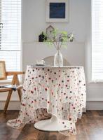 Ence Navidad transparente cubierta con colorido mantel floral rectangular blanco bordado, utilizado para suministros de fiesta en casa - details 1