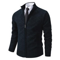 Tops informales con cuello levantado para hombre, abrigo grueso de lana para mantener el calor, suéter con cuello levantado, liso y versátil, para otoño e invierno - details 3