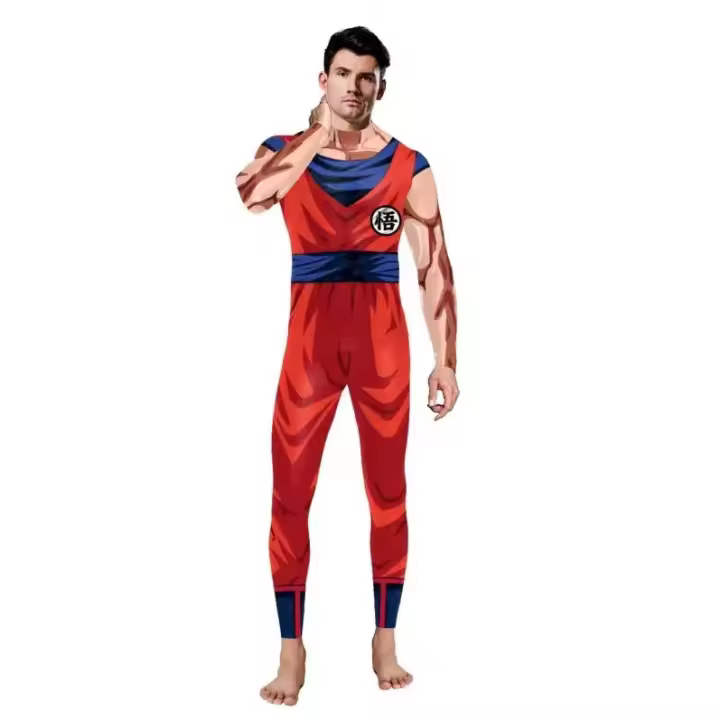 Disfraz de Goku de Anime para adultos y niños, mono de superhéroe, disfraz de Carnaval de Halloween, uniforme - 1