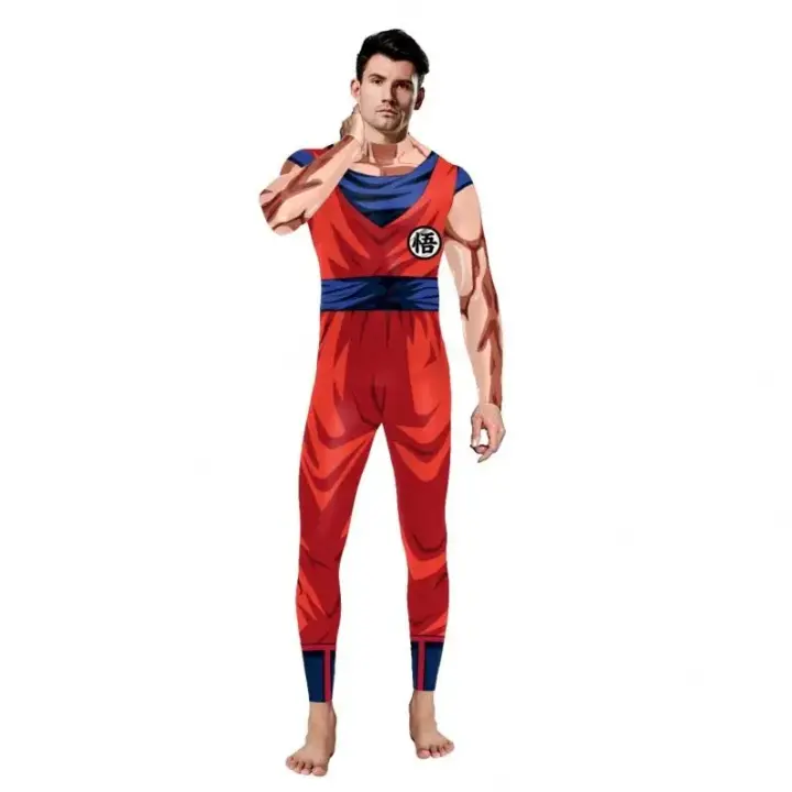 Disfraz de Goku de Anime para adultos y niños, mono de superhéroe, disfraz de Carnaval de Halloween, uniforme - 1