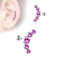 Piercing de cristal para cartílago para mujer, pendiente de hélice, pasador de acero inoxidable, tragus, joyería daith de racimo, 2 piezas - details 15