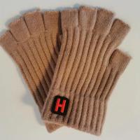 Nuevos guantes cálidos de punto de otoño e invierno con etiqueta en H de medio dedo con pantalla deslizante, manoplas deportivas de moda para hombres, calidez a prueba de frío - details 2
