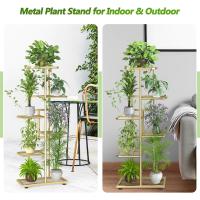 Estante de Almacenamiento para Plantas Metal Negro, Herramientas de Jardín y Guantes, 141 cm, Para Interior y Exterior, Escaleras para Plantas, para Balcón - details 9