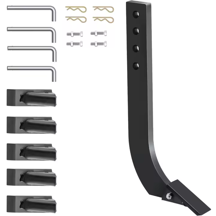 SucceBuy Vástago de cuchilla de caja de 18", vástago de escarificador de 4 orificios, vástago de destripador ajustable con dientes y pasadores extraíbles, montaje para cavar y arar, 4 piezas - 1