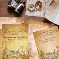 50 hojas de papel de escritura de papelería Vintage, papel de carta para álbum de recortes literario clásico Simple, papel de dibujo, manualidades DIY - details 6