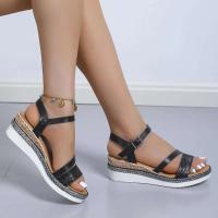 Sandalias de Cuña para Mujer Hebras de Plataforma Romana Punta Abierta Suela Gruesa Antideslizante - details 4
