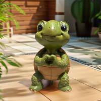 Estatua de tortuga con forma de corazón, estatuilla de tortuga en miniatura resistente a la intemperie de resina, exquisito adorno de tortuga para jardín, exhibición de pasillo interior - details 3