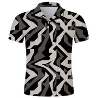 Polo con estampado de camuflaje para hombre, ropa de calle con botones, top informal con solapa, novedad de verano - details 3