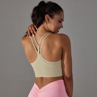 Hamidou-Sujetador de gimnasio Sexy para mujer, Top de hilo, informal, a rayas, sin costuras, de punto, a la moda - details 18