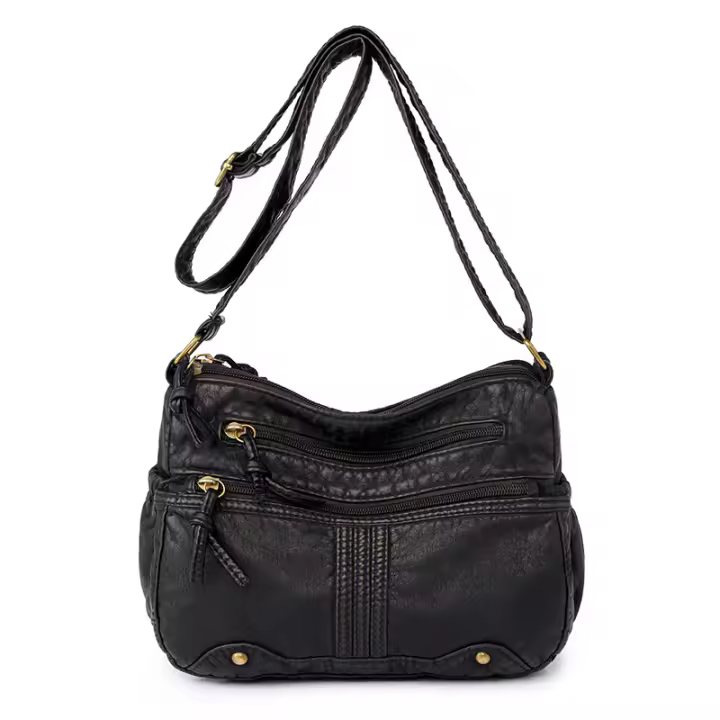 Bolso de Hombro Oblicuo de Cuero Suave Diseño Gráfico Lining de Poliéster Exterior de Denim - 1