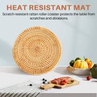 Salvamanteles de ratán para platos calientes, almohadillas calientes aisladas, soporte duradero para mesa, esteras resistentes al calor para cocina, 4 Uds. - details 2