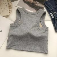 1/2 Unidades. Sujetador deportivo en la espalda para mujer, chaleco sin mangas, parte superior de tubo delgada, ropa interior con almohadillas para sujetador, camiseta interior, Top corto elástico coreano - details 10
