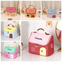 Bolsa de maquillaje de cabina bonita de gran capacidad, estuche de cosméticos de mano Kawaii con forma de casa, bolsa de almacenamiento de artículos de tocador cuadrada con cremallera para mujer - details 1