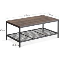 Mesa central de salón, minimalista de estilo industrial, mesa de centro con malla decorativa, 45x110x60 cm. para sala de estar y oficina - details 2