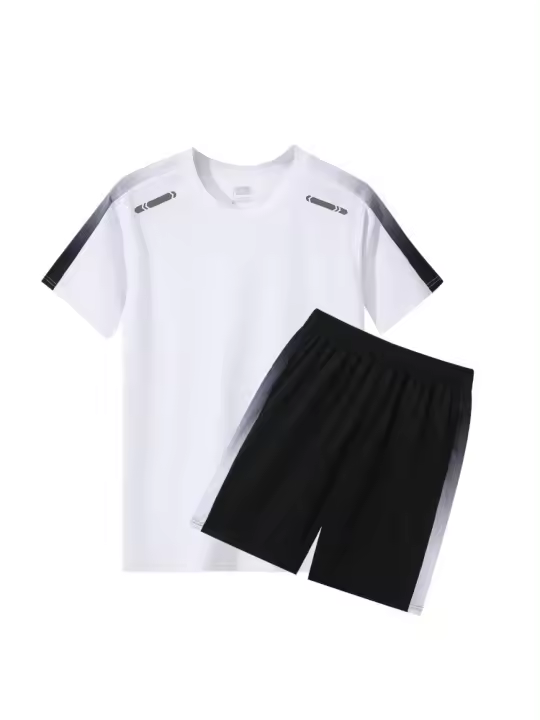 Traje deportivo de hombre 2025 verano nuevo suelto y transpirable para correr casual fitness pantalones cortos de manga corta fitness de dos piezas - 1