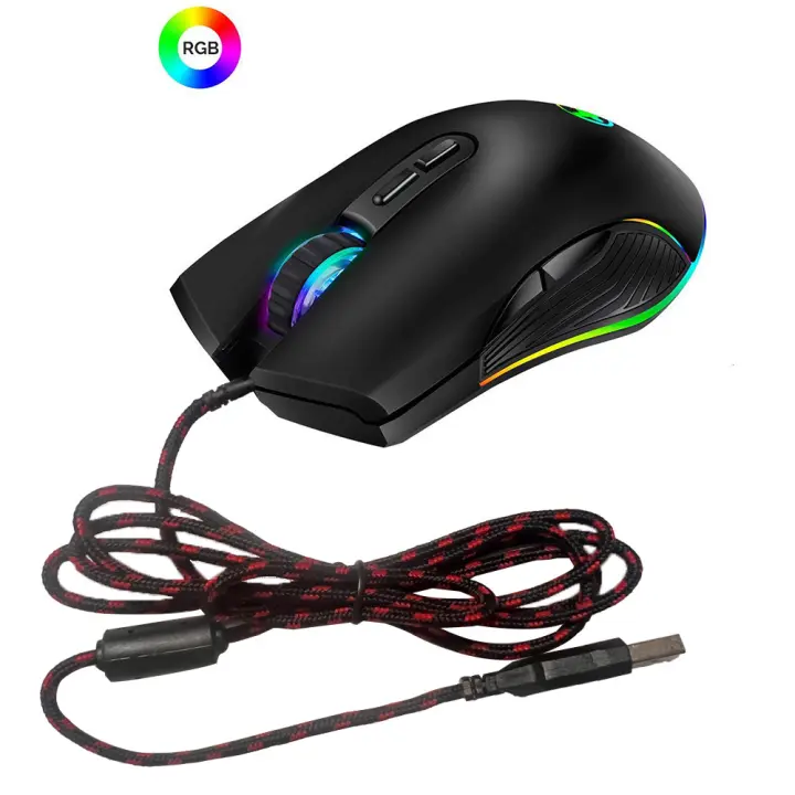 USB-C ratón óptico con cable RGB colorido juego luminoso juego móvil phablet teléfono oficina - 1