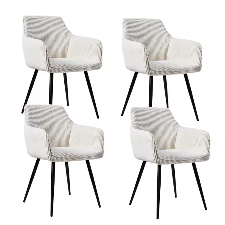 sillas comedor pack 4 pana - Estilo nórdico - Silla con pata de metal - beige - 1