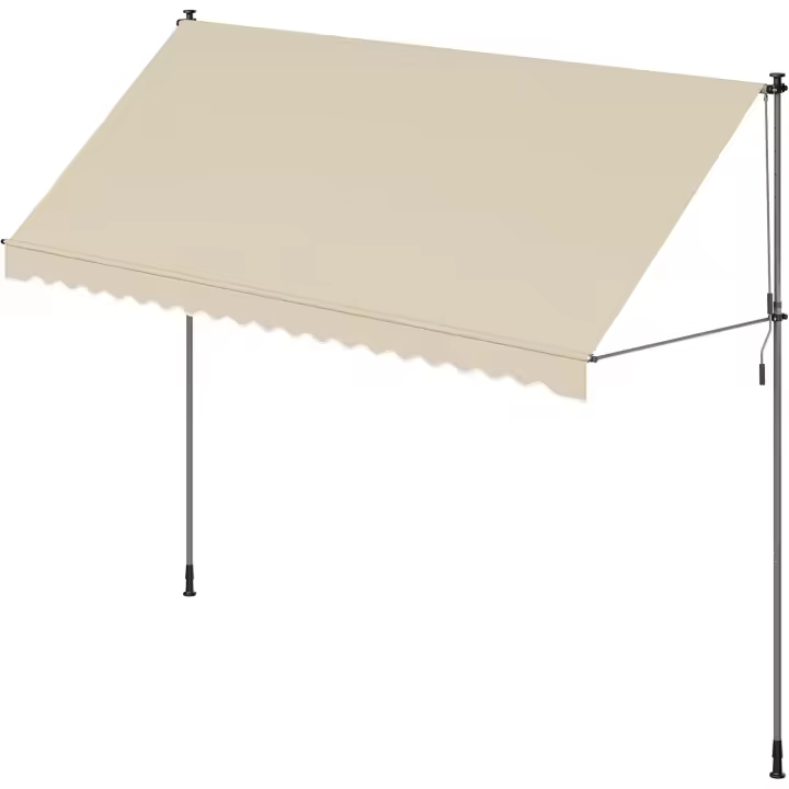 Toldo Retráctil Exterior Altura Ajustable de 220-300 cm Manivela para Balcón, Jardín, Patio - 1