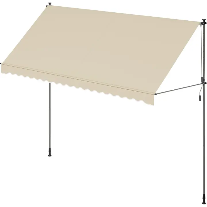 Toldo Retráctil Exterior Altura Ajustable de 220-300 cm Manivela para Balcón, Jardín, Patio - 1