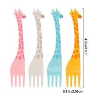 Mini Tenedor de fruta de jirafa de dibujos animados para niños, aperitivo para pastel, postre, palillo de dientes, ensalada, vajilla para niños, 12 piezas por juego - details 6