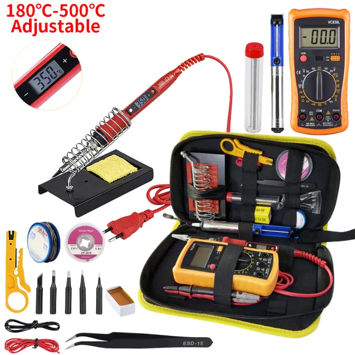 Hernedo de Soldadura JCD 80W Kit con Pantalla LCD Digital Ajustable Temperatura Multímetro Reparación de Equipo Electrónico Herramientas de Soldadura para Bricolaje en Casa - 1