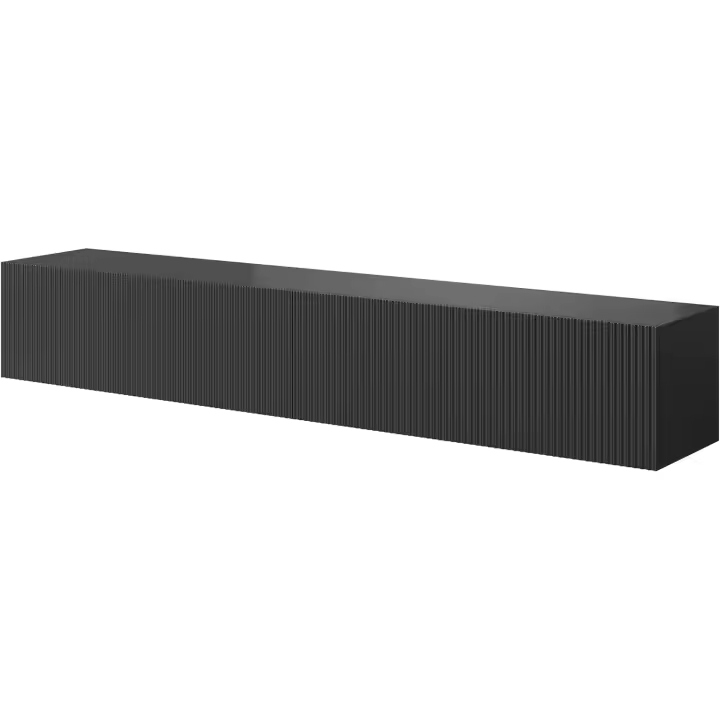 Mueble de TV de 175 cm suspendido con frente fresado negro Veldio - 1