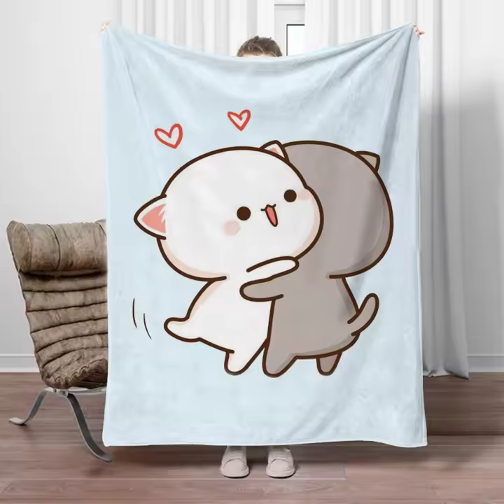 Manta personalizada Peach Mochi Cat, manta polar de 150x200 para sofá, mantas de lujo, toalla de playa Arcteryx - 1