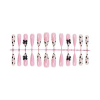 Uñas vestibles uñas de leopardo color rosa lazo nude uñas postizas removibles uñas de uñas parches de uñas - details 4