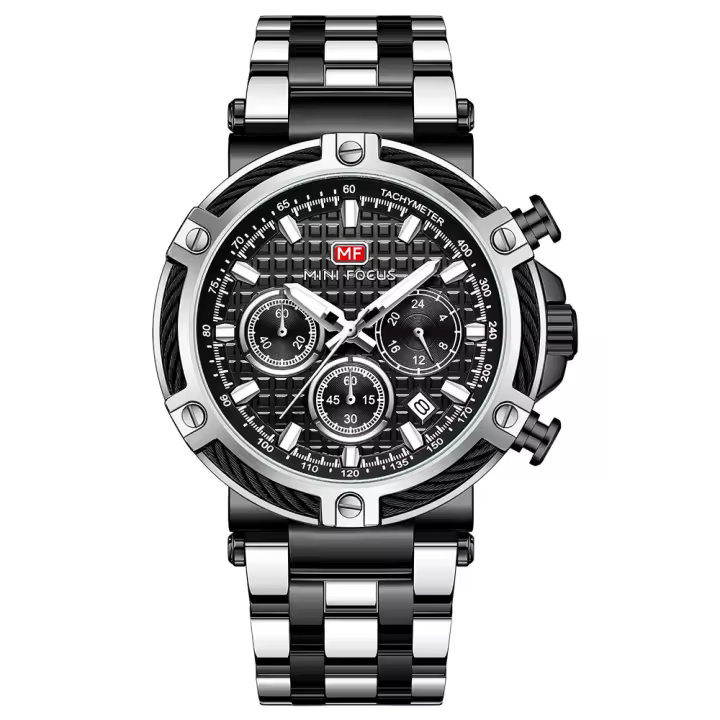 Reloj informal de negocios de lujo para hombre, reloj de pulsera de cuarzo resistente al agua, cronógrafo luminoso de acero inoxidable a la moda para el trabajo - 1