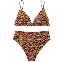 Bikini con estampado de leopardo para mujer, traje de baño de dos piezas con cuello en V profundo, Sexy, para playa, 2024 - details 4