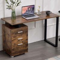 Escritorio Moderno de Madera y Acero 3 Cajones, Porta Ordenador, Diseño de Mesa de Trabajo, 120 x 50 x 75 cm, Decoración para Casa y Oficina - details 36