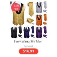 Chaleco de seda para hombre, Jacquard, verde, azul, rojo, dorado, rosa, corbata, pañuelo, conjunto de gemelos, chaqueta sin mangas de negocios para boda - details 6
