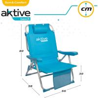 playa plegable y reclinable 5 posiciones, Silla portátil plegable 55x67,5x86cm, Incluye cojín, 1 bolsillo, 1 bolsa con cremallera y topes antivuelco, Sillas de playa - details 40