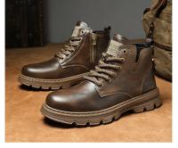 con botas de cuero de estilo retro, suelas gruesas, zapatos casuales de caña alta para hombre resistentes al desgaste, cremalleras laterales - details 12