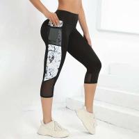 Leggings deportivos con estampado de mármol para levantar la cadera, con bolsillos, leggings de yoga de cintura alta, ropa deportiva para mujer - details 1