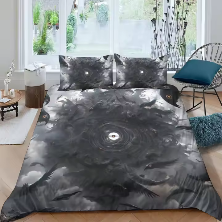 Juego de Ropa de Cama de Terror 3D Ultra Suave Cubierta de Edredón de Calaveras - 1