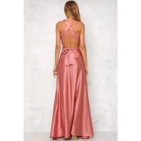 Vestido largo de seda de Color sólido profundo de Amazon, vestido de noche sin mangas de nuevo estilo de verano para mujer para banquetes - details 5