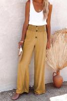 Pantalones de mujer con cintura elástica, pierna ancha, corte holgado, lino, estético, original, clásico, elegante y con estilo - details 3