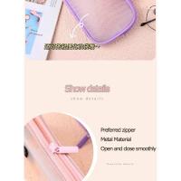 Estuche de lápices transparente de malla impermeable, bolsa de gran capacidad, papelería estética coreana, suministros escolares para niñas - details 6