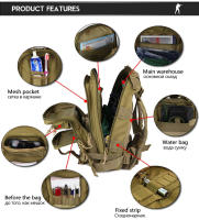 Mochila táctica impermeable, bolsa pequeña para exteriores, senderismo, Camping, caza - details 1
