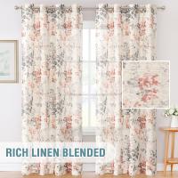 Cortinas de dormitorio, salón de Lino, Visillo Translúcido con Ojales, 2 Piezas - details 8