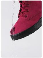 Botas de nieve cálidas antideslizantes para mujer, botines impermeables al aire libre, zapatos de senderismo de piel, zapatillas de felpa con cordones, Invierno - details 5