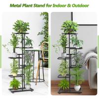 Estante de Almacenamiento para Plantas Metal Negro, Herramientas de Jardín y Guantes, 141 cm, Para Interior y Exterior, Escaleras para Plantas, para Balcón - details 44