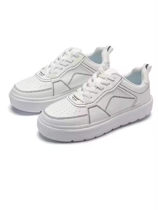 Zapatillas Planas Ligeras de Cuatro Temporadas Four Seasons Comodidad Diaria Casual para Hombres y Mujeres Cuero de Imitación Cordones Elásticos - 1